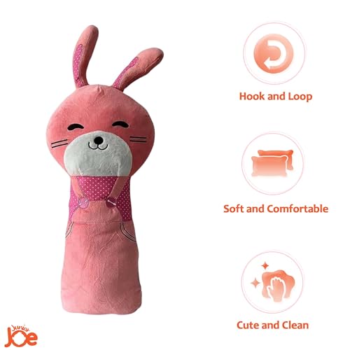 JUNIOR JOE Soft Velvet Car Seat Belt Pillow For Kids|Travel Neck Pillow With Cushion|Cute Cartoon Vehicle Shoulder Pads For Children|(Style-7),1 Count,Pink - Image 4