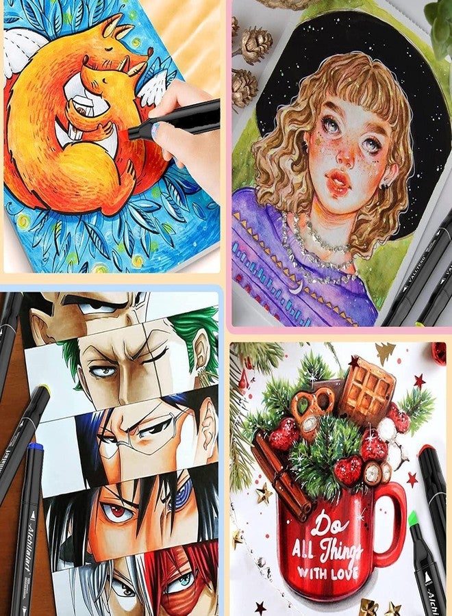 Like-It like it Dual Tip Colorful Art Markers Sketch Pens 36 Colors With Carrying Case For Painting Sketching Calligraphy Drawing -Twin Head Permanent Colouring Marker Pens For Kids Adult, Multicolor (36) - Image 3