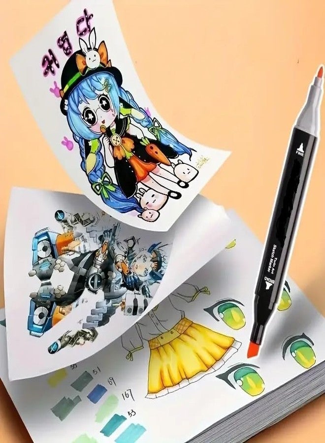 Like-It like it Dual Tip Colorful Art Markers Sketch Pens 36 Colors With Carrying Case For Painting Sketching Calligraphy Drawing -Twin Head Permanent Colouring Marker Pens For Kids Adult, Multicolor (36) - Image 5