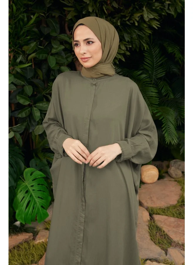 Neways 6571- Tencel Piece Dye Abaya Khaki