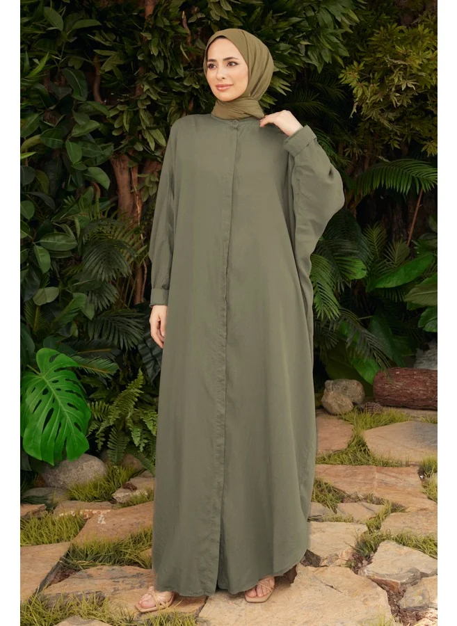 Neways 6571- Tencel Piece Dye Abaya Khaki