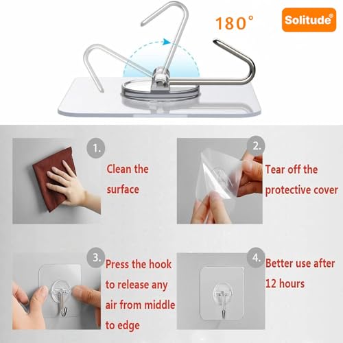 Solitude 100 Pcs Wall Hooks for Hanging Strong Hooks for Wall Without Drilling, Wall Hangings Hooks Adhesive/Wall Hanger for Clothes/Wall Hook, Clips, Sticker for Cloth Hangers - Image 5