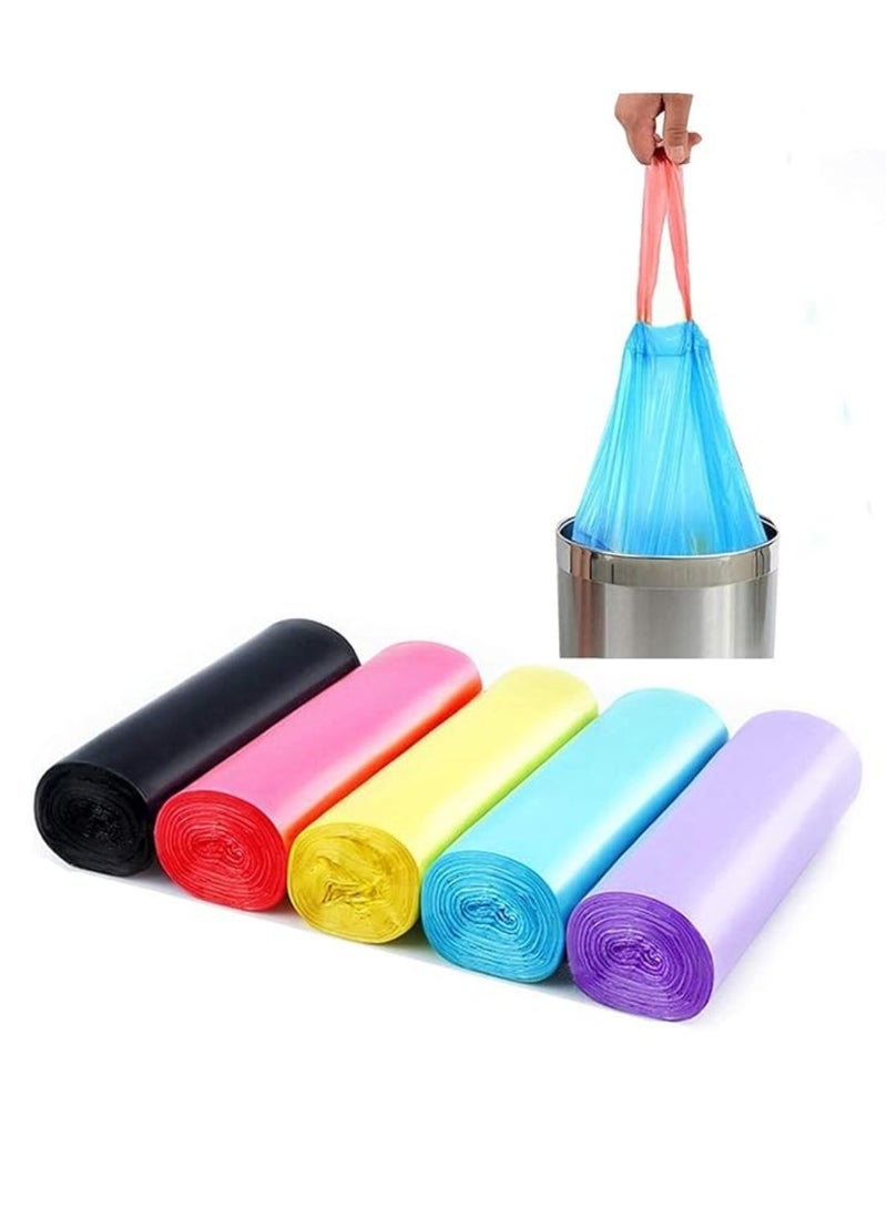 Yuwell Garbage Bags 7 Roll 140 Pcs Trash Bags Plastic Disposable Bags Garbage Bags With Handles For Office, Kitchen, Bedroom Waste Multicolor Portable Bags, Wastebasket Bags 45X50CM - Image 1