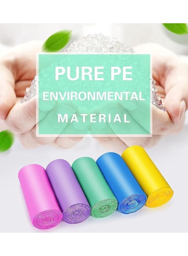 Yuwell Garbage Bags 7 Roll 140 Pcs Trash Bags Plastic Disposable Bags Garbage Bags With Handles For Office, Kitchen, Bedroom Waste Multicolor Portable Bags, Wastebasket Bags 45X50CM - Image 3