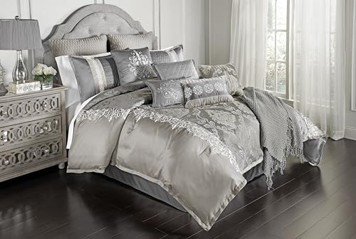 Riverbrook Home Elegant Collection Comforter Set, King, Kacee - Platinum, 12-Piece Set - Image 1
