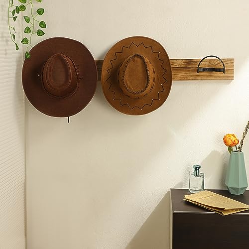 Taozun Cowboy Hat Rack 4 Pack Wall Mount Black Hat Hooks for Display - Image 5