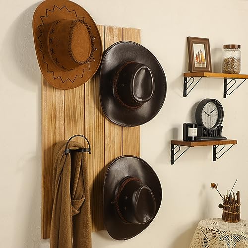 Taozun Cowboy Hat Rack 4 Pack Wall Mount Black Hat Hooks for Display - Image 4