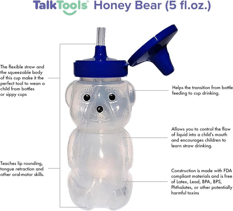 توك تولز Honey Bear Straw Cup for Babies - BPA-Free, Food-Grade Therapy Sippy Bottles for Speech and Feeding Training - Leak-Proof, Licensed Speech Pathologist (Single, 5, Ounce) - Image 2