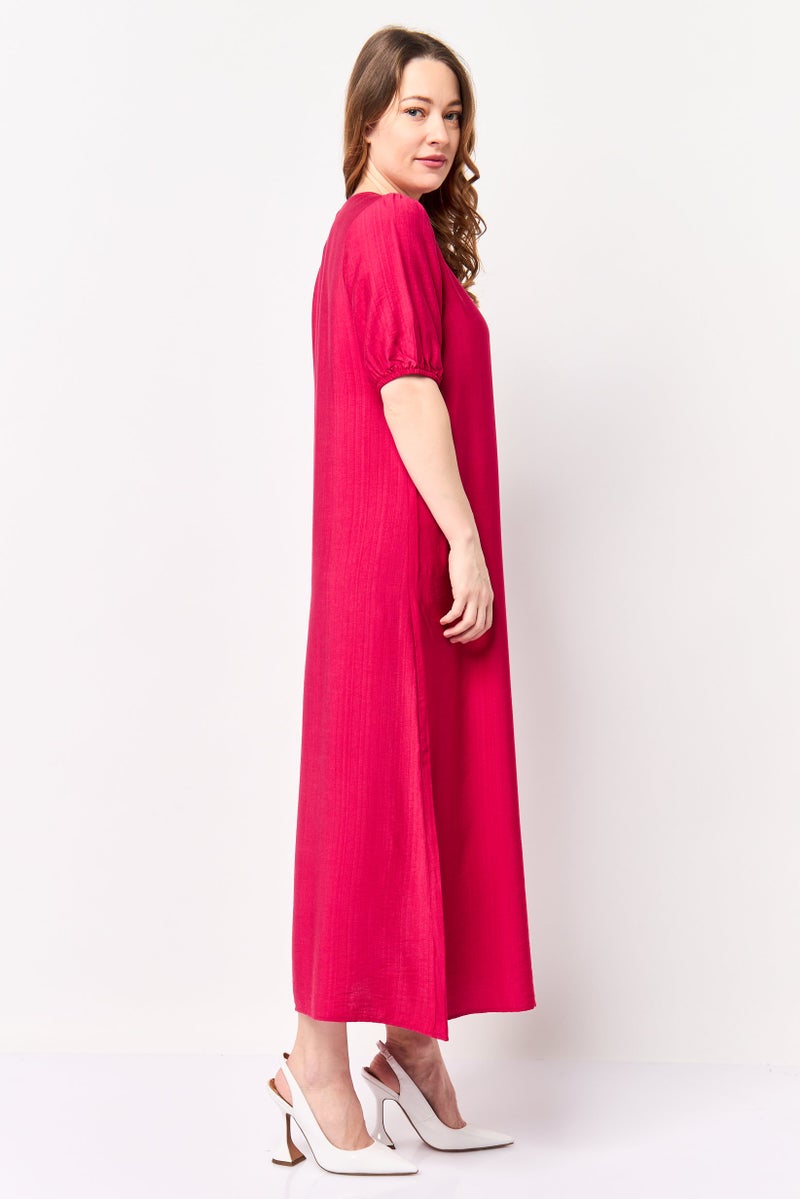 bebe Women Plain Maxi Dress, Dark Pink - Image 3
