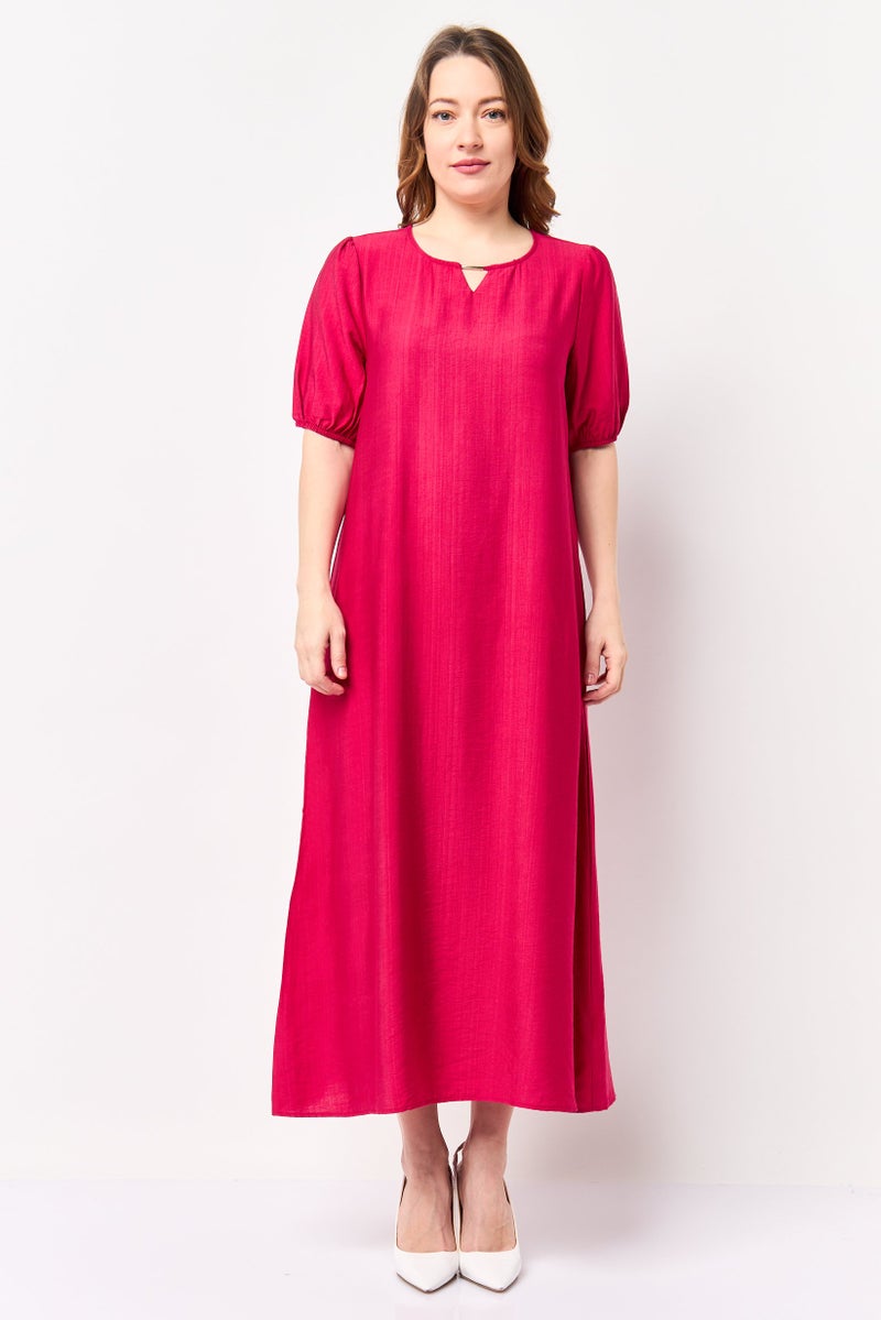 bebe Women Plain Maxi Dress, Dark Pink - Image 1