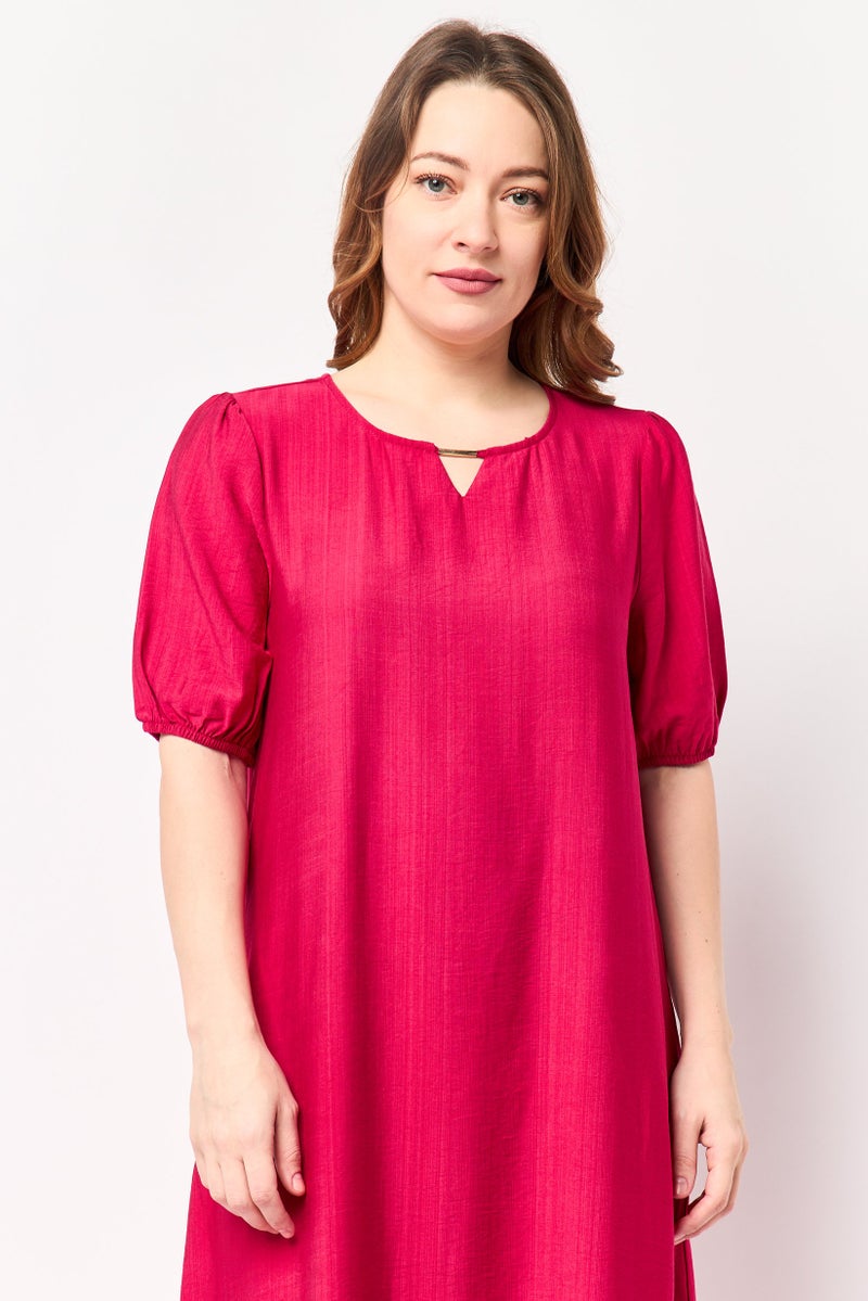 bebe Women Plain Maxi Dress, Dark Pink - Image 4