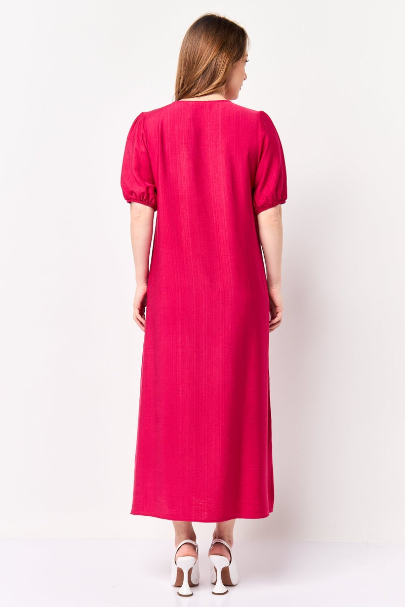 bebe Women Plain Maxi Dress, Dark Pink - Image 2