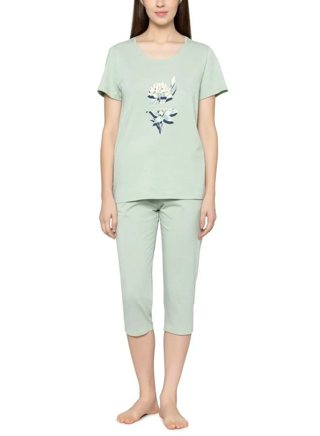 ترايامف Triumph International Women's Cotton Casual Pajama Set (Z207536_Green_S)