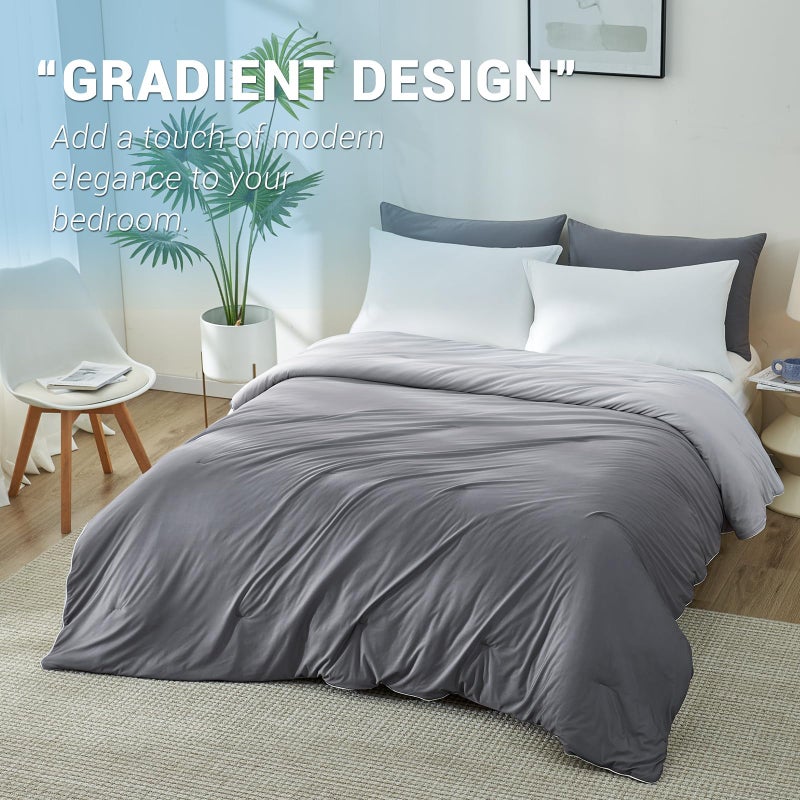 Elegear Cooling Comforter Queen Absorbs Body Heat to Keep Cool, Double-Sided Cooling Blanket for Hot Sleepers Arc-Chill Cool Fabric Q-Max>0.5, Lightweight Summer Comforter Cold Blanket, Gradient Gray - Image 5