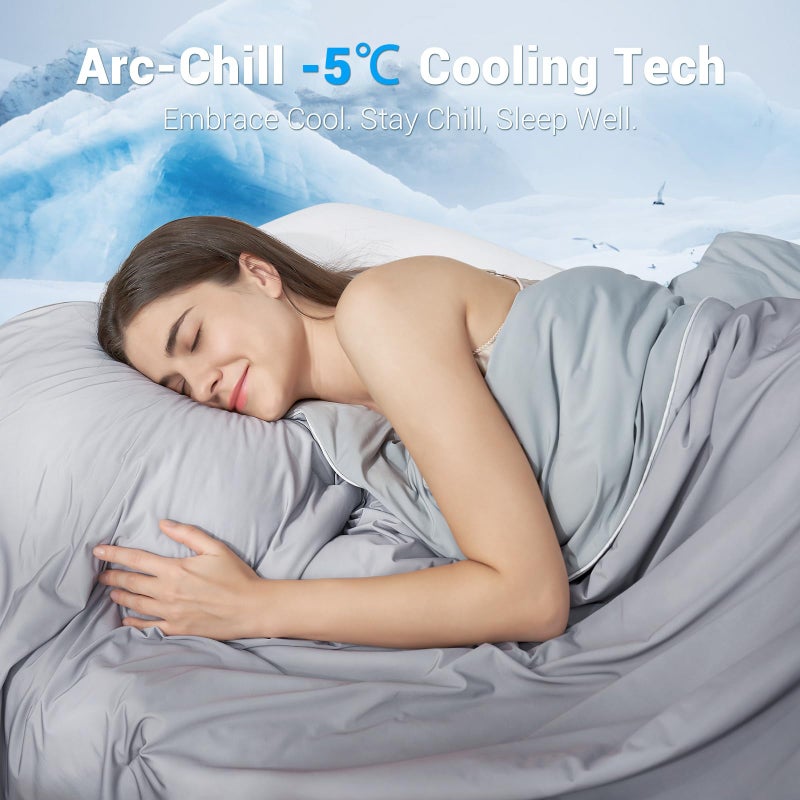 Elegear Cooling Comforter Queen Absorbs Body Heat to Keep Cool, Double-Sided Cooling Blanket for Hot Sleepers Arc-Chill Cool Fabric Q-Max>0.5, Lightweight Summer Comforter Cold Blanket, Gradient Gray - Image 2