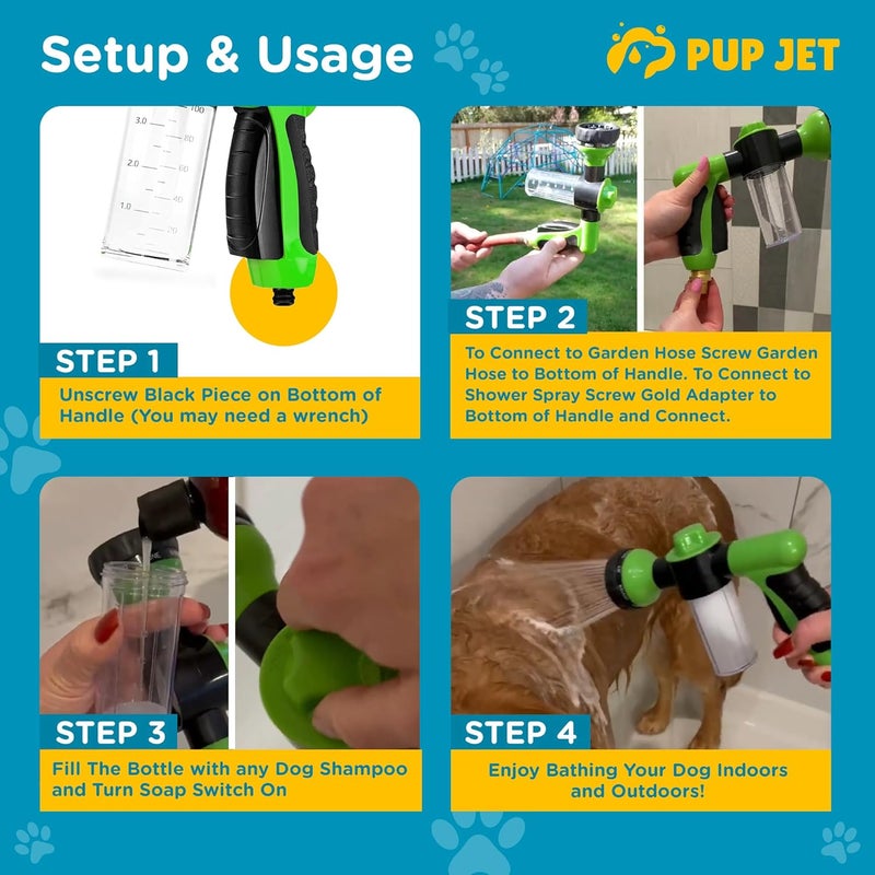 FREEZE2TRIM Pup Jet Dog Washing Hose Attachment with Soap Dispenser – 8-in-1 Fur Sweep Dog Bathing Supplies Kit, Shower Attachment & Shampoo Sprayer for Dog Wash, Bath, and Grooming Perfect for Pet Care at Home - Image 3