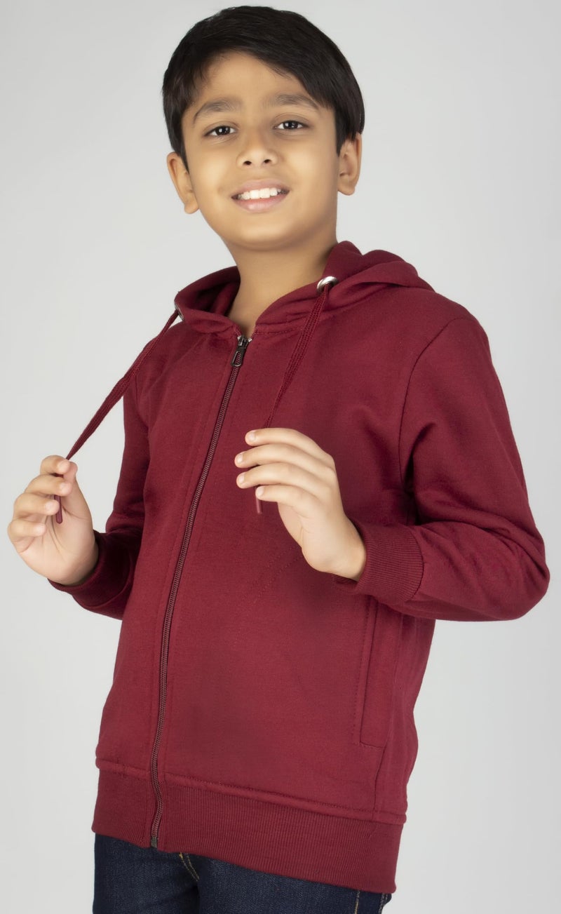 ADBUCKS New Unisex Kids Boys & Girls Zip Hoodies Sweatshirt Made By Rich Cotton Full Sleeves Jacket (Maroon, 14-15 Years) - Image 2