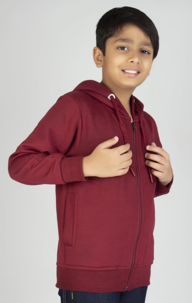 ADBUCKS New Unisex Kids Boys & Girls Zip Hoodies Sweatshirt Made By Rich Cotton Full Sleeves Jacket (Maroon, 14-15 Years) - Image 3