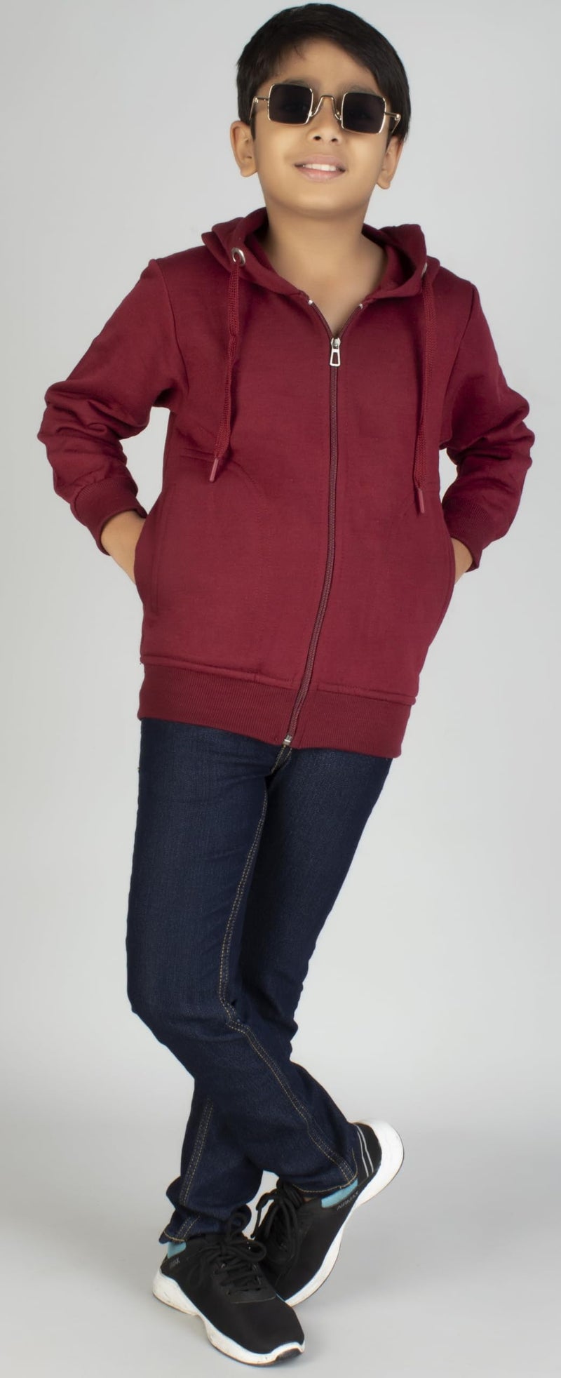 ADBUCKS New Unisex Kids Boys & Girls Zip Hoodies Sweatshirt Made By Rich Cotton Full Sleeves Jacket (Maroon, 14-15 Years) - Image 5