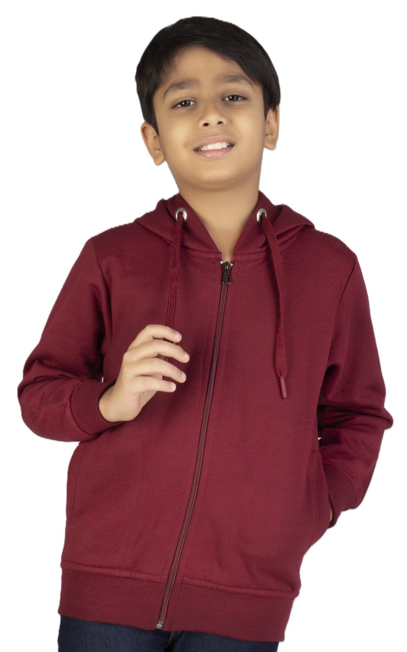 ADBUCKS New Unisex Kids Boys & Girls Zip Hoodies Sweatshirt Made By Rich Cotton Full Sleeves Jacket (Maroon, 14-15 Years) - Image 1