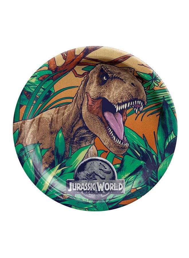 Amscan Jurassic World Into The Wild Plates 9" ; Multicolor ; Round ; 8 Pcs. - Image 1