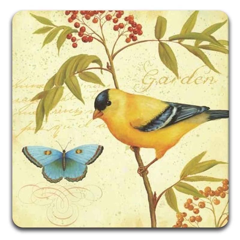 QJ CMJ Bird and Butterfly Square Coaster Set - Made of Recycled Rubber - Set of 4 - Image 4