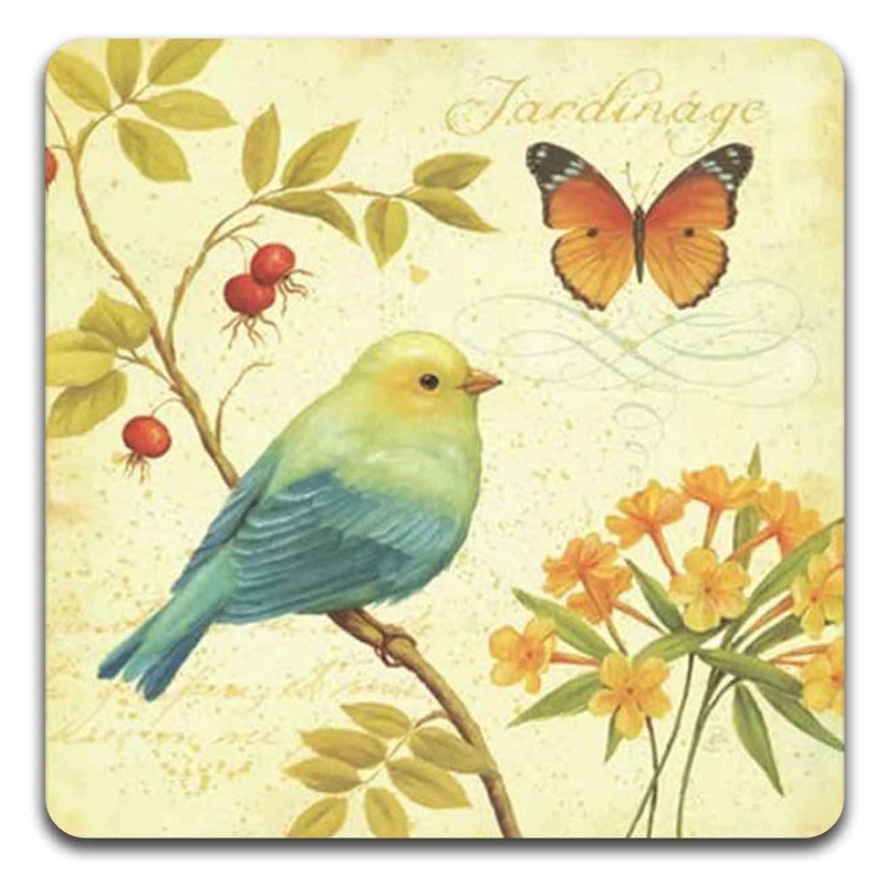 QJ CMJ Bird and Butterfly Square Coaster Set - Made of Recycled Rubber - Set of 4 - Image 5
