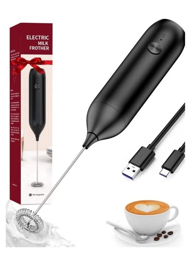 بريميم خفاقة حليب كهربائية قابلة لإعادة الشحن، صانعة رغوة يدوية محمولة بمنفذ USB-C مع مضرب من الفولاذ المقاوم للصدأ، تصميم صغير الحجم ومنخفض الضوضاء، مثالية لتحضير القهوة واللاتيه والكابتشينو والماتشا والشوكولاتة الساخنة والمخبوزات - Image 1