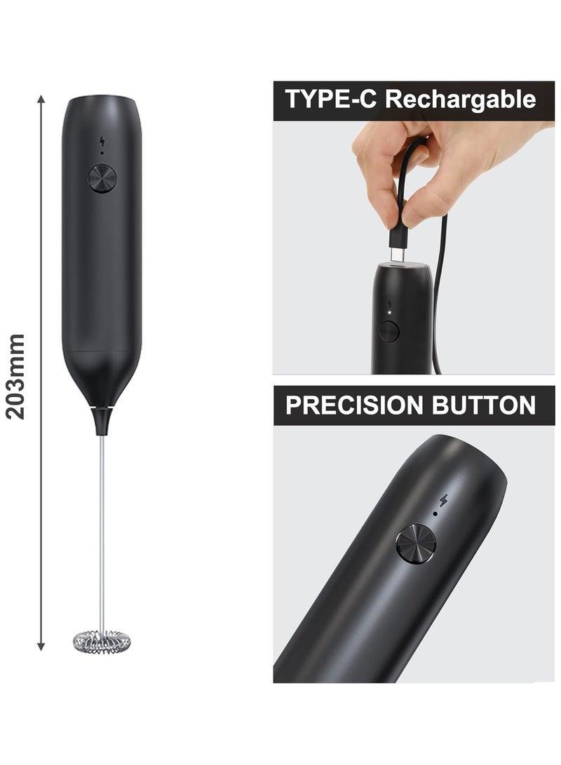بريميم خفاقة حليب كهربائية قابلة لإعادة الشحن، صانعة رغوة يدوية محمولة بمنفذ USB-C مع مضرب من الفولاذ المقاوم للصدأ، تصميم صغير الحجم ومنخفض الضوضاء، مثالية لتحضير القهوة واللاتيه والكابتشينو والماتشا والشوكولاتة الساخنة والمخبوزات - Image 4