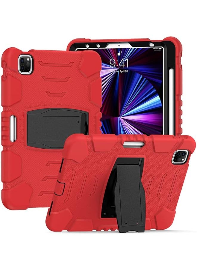 erorex - Samsung Tab S5E T720 T725 Case With Support Durable Hybrid Shock Resistant Three Layer Silicone Protective Case For Kids Tablet Red - Image 1