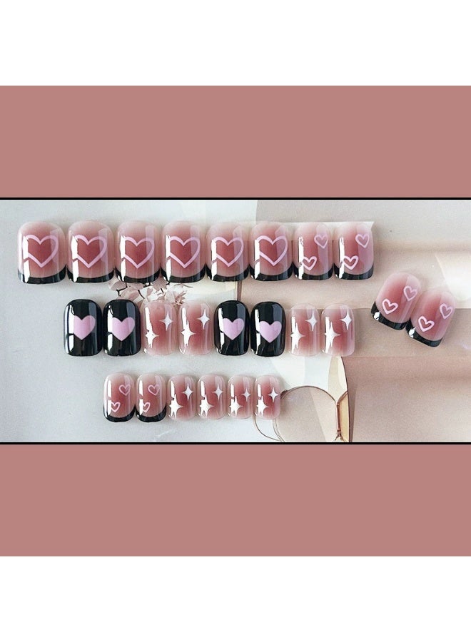 Goolsky Sweet Cool Heart Press-on Nails Black Pink for Cute Edgy New Style - Image 2