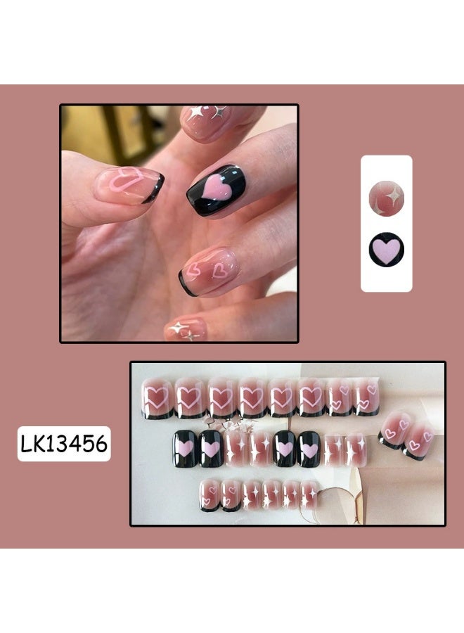 Goolsky Sweet Cool Heart Press-on Nails Black Pink for Cute Edgy New Style - Image 4