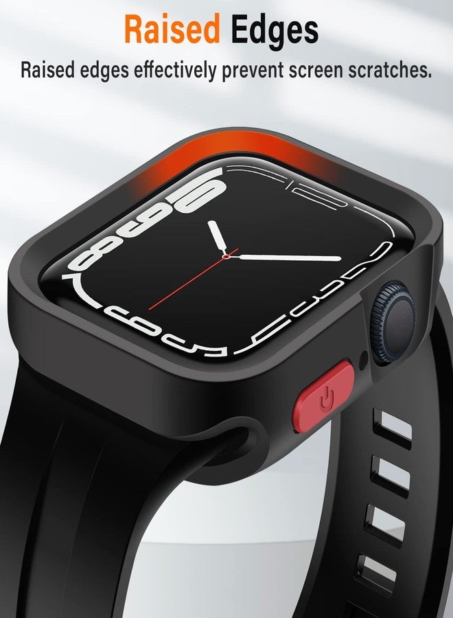 Amizee Rugged Case Compatible with Apple Watch Case Series 9/8/7 41mm SE 3/2/1 Series 6/5/4 40mm, Soft TPU Shockproof Bumper Drop Proof Protective Cover Compatible with iWatch - Black - Image 3