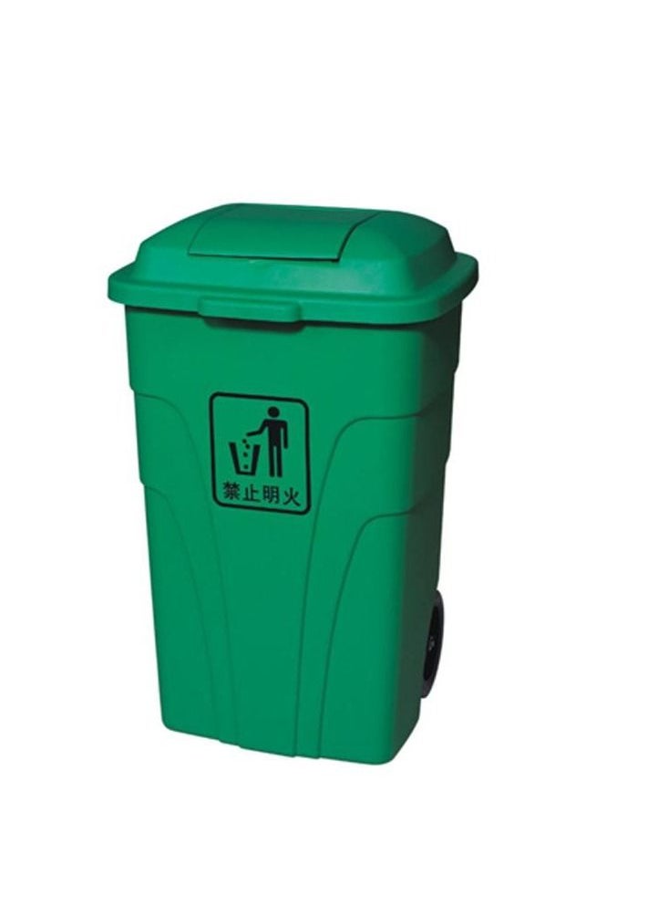 AKC - Outdoor Trash & Garbage Bin | Functional Waste Bin | Durable Plastic Finish | Rubber-Wheeled & Mobile | Suitable For Outdoor Areas, Villas, Malls, Restaurants, & More | 120 Liters | Green - Image 1
