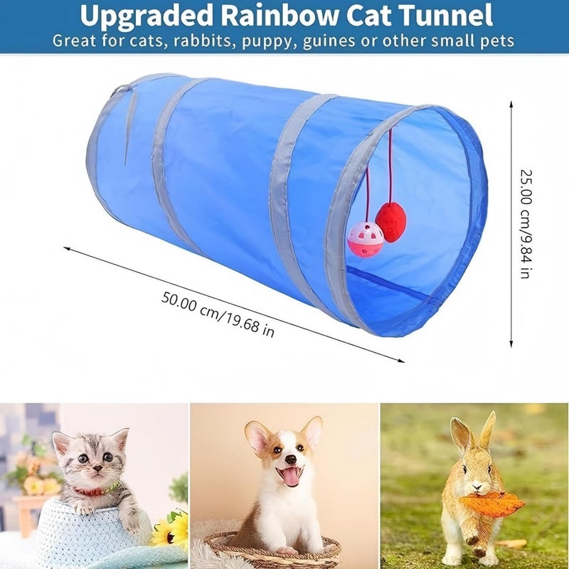 Cat Toys Assortment - 15 Piece Variety Pack with Tunnel, Feather Wand, and Crinkle Balls - Image 2