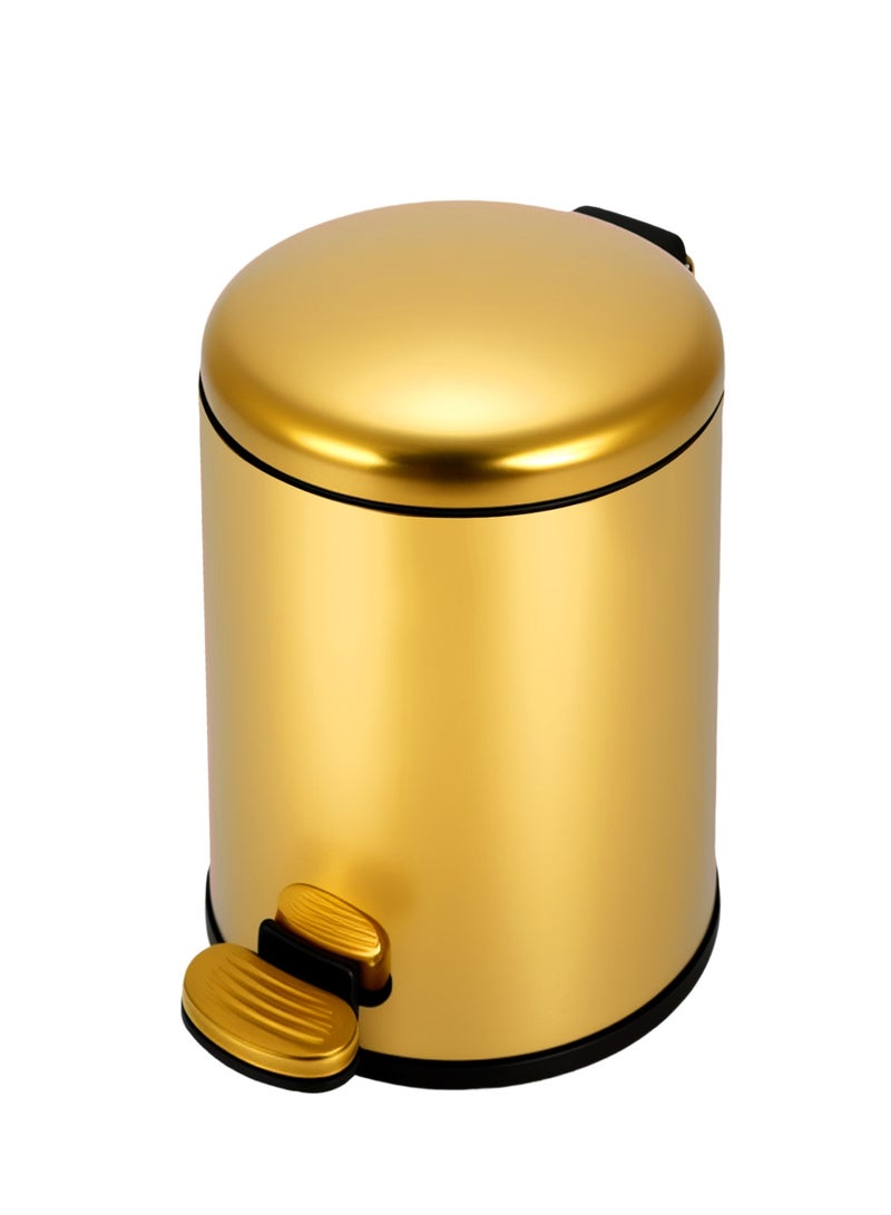 Waste Bin Stainless Steel Trash Can Garbage Bin Bathroom Wastebasket with Foot Pedal and Removable Inner Bucket 6L Trash Bin for Living Room Kitchen Bathroom  - Image 1