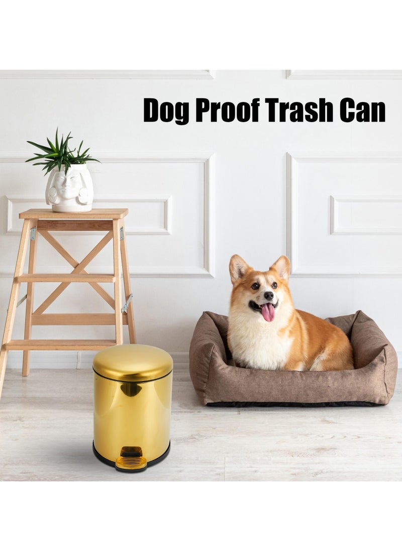 Waste Bin Stainless Steel Trash Can Garbage Bin Bathroom Wastebasket with Foot Pedal and Removable Inner Bucket 6L Trash Bin for Living Room Kitchen Bathroom  - Image 5