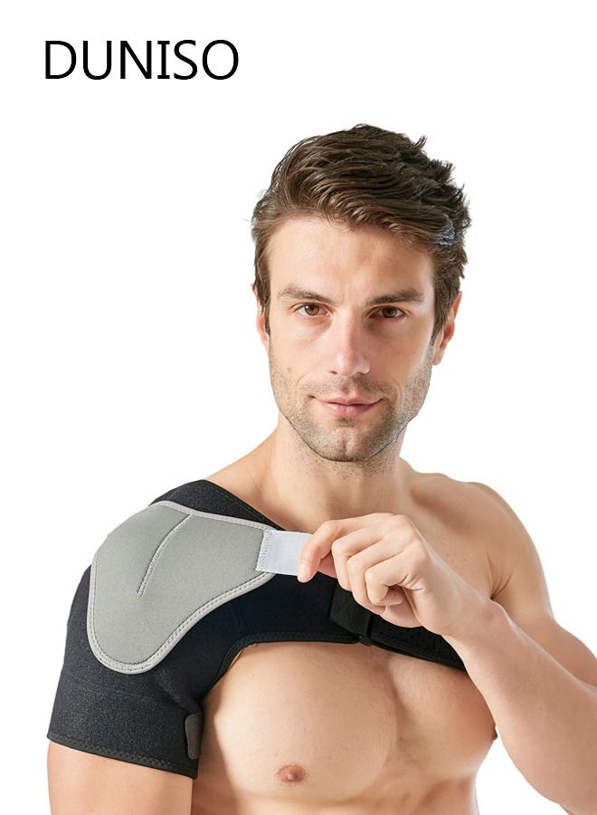 DUNISO Shoulder Brace Shoulder Support and Compression Sleeve for Torn Rotator Cuff Dislocated Shoulder Pain Relief Adjustable Fits Shoulder Brace Immobilizer Strap with Ice Pack Pocket - Image 1