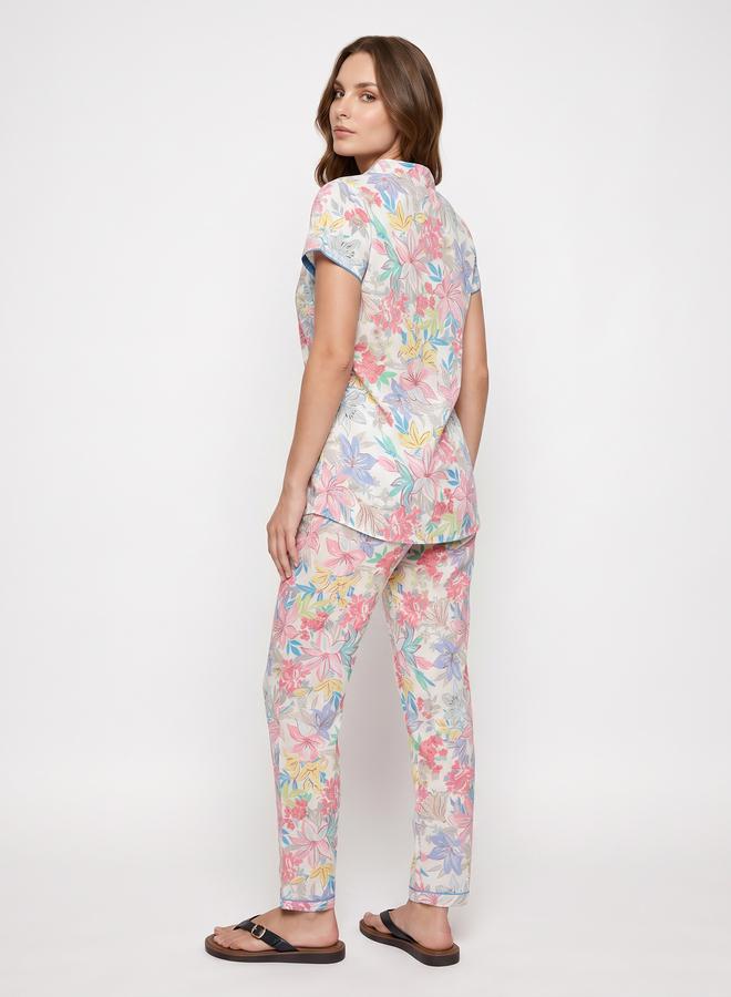 Mish White Pastel Floral Top and Pyjama Set - Image 4