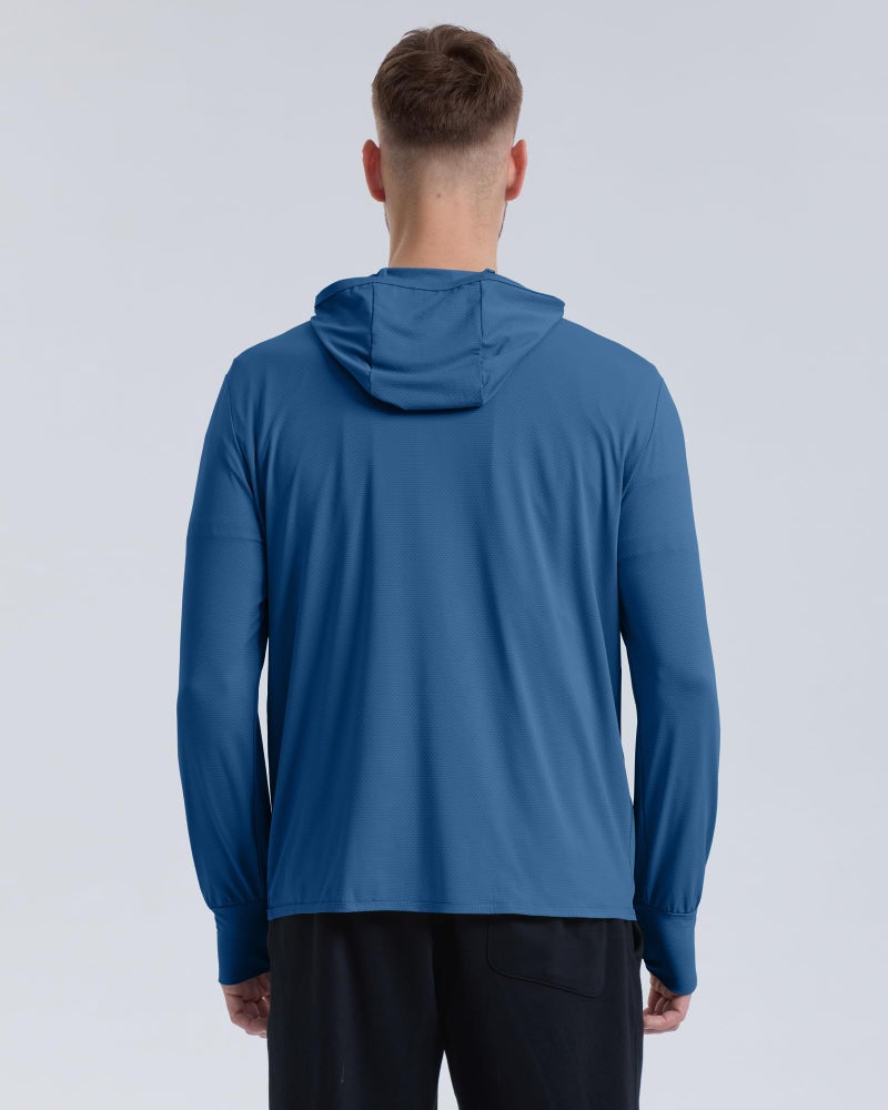 Locachy Men's UPF 50+ Sun Protection Outdoor Lightweight Full Zip Hoodie Jacket Long Sleeve Fishing Hiking Performance Shirt Dark Blue X-Large - Image 2