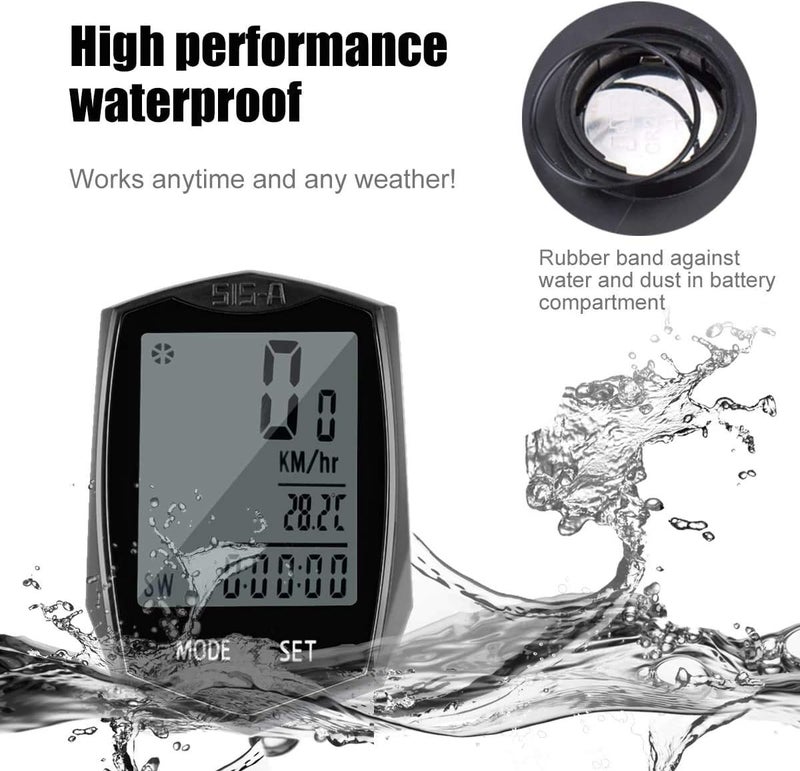 SEISSO Bike Computer Speedometer, Wireless Waterproof Cycling Odometer, Smart Sensor, Auto Wake-up, Multi-Function Bicycle Speed Tracker with LCD Backlight Display - Image 3