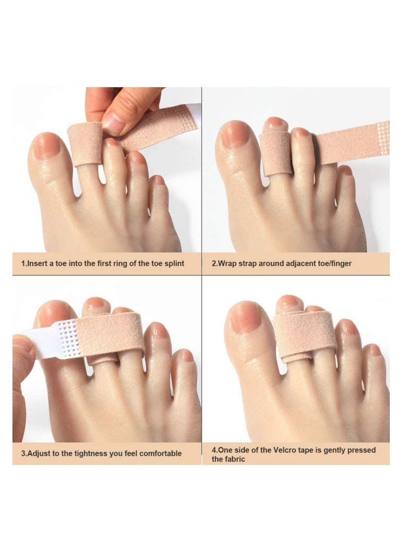 KASTWAVE - Pack of 8 Correct Toes Broken Toe Wraps Fabric Splint Cushioned Bandages Finger Protectors Straightener Hammer Separators - Image 1