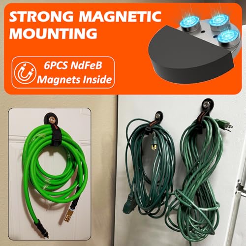 MUTUACTOR Strong Magnetic Hooks,Non-Slip Magnetic Mount Hooks Heavy Duty for Hanging,2PCS Anti-Scratch Garage Storage Hooks Adjust Cable for Garden Hoses Universal Rope Cordless Drills RVs Equipments - Image 4