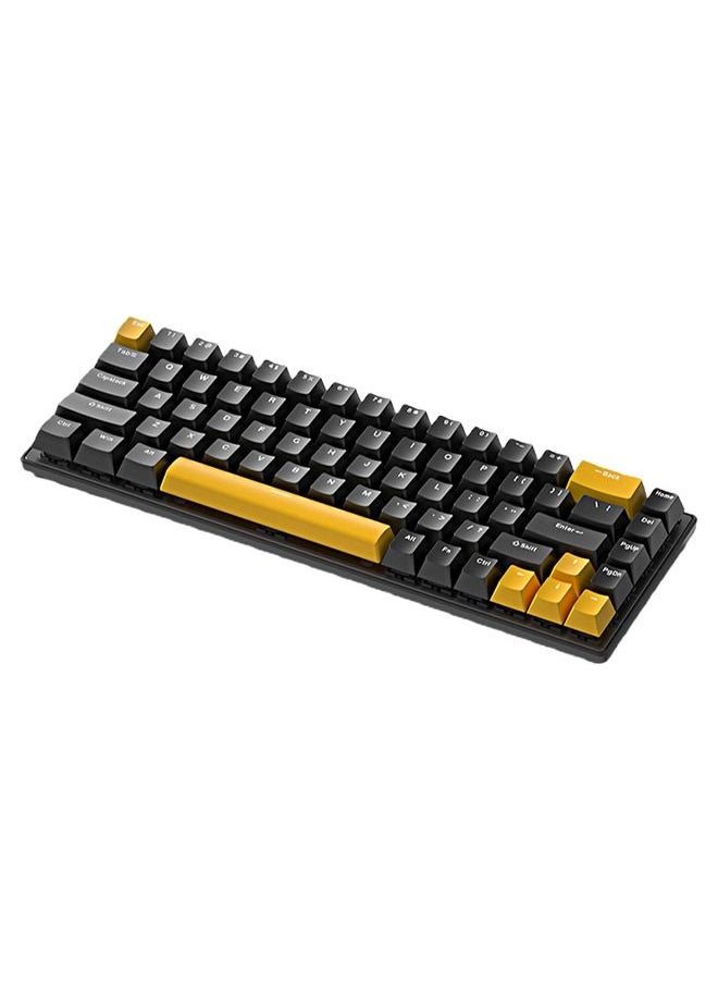 FlashHawk 65% Wired Blue Switch Gaming Keyboard with RGB Backlit, 68 Keys Hot-Swappable Compact Mechanical Keyboard for PC Black/Yellow  - Image 1
