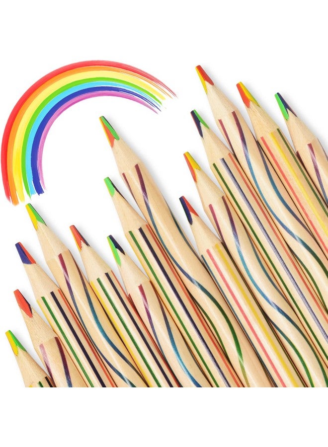 ThEast 30 Pieces Rainbow Pencils For Kids, 4 In 1 Rainbow Colored Pencils, Stocking Stuffers For Kids, Christmas Gifts, Party Favors, Pre-Sharpened - Image 1