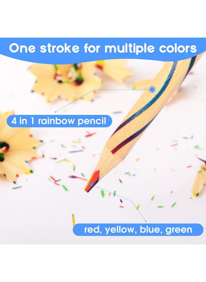 ThEast 30 Pieces Rainbow Pencils For Kids, 4 In 1 Rainbow Colored Pencils, Stocking Stuffers For Kids, Christmas Gifts, Party Favors, Pre-Sharpened - Image 3