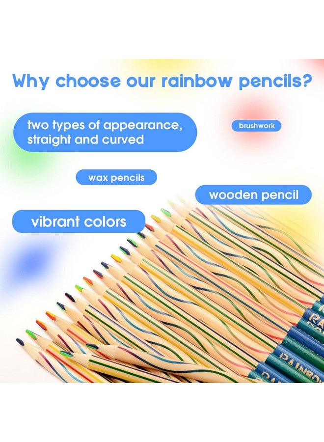 ThEast 30 Pieces Rainbow Pencils For Kids, 4 In 1 Rainbow Colored Pencils, Stocking Stuffers For Kids, Christmas Gifts, Party Favors, Pre-Sharpened - Image 4