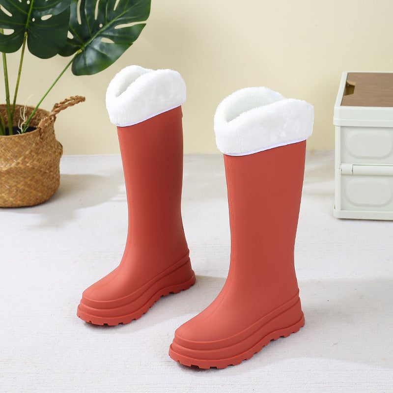 Soft-Soled Wear-Resistant Rain Boots Women'S Adult Fashion High-Rise Waterproof Rain Boots Lightweight Non-Slip Long Water Boots Inner Heightening Rubber Shoes - Image 1