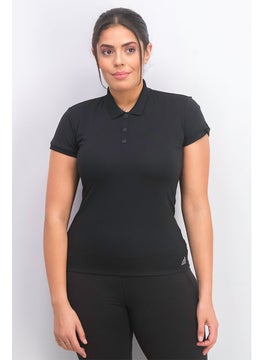 Adidas Women Sportswear Fit Short Sleeve Training Polo Shirt, Black  - Image 1