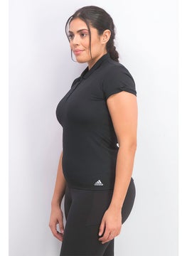 Adidas Women Sportswear Fit Short Sleeve Training Polo Shirt, Black  - Image 5